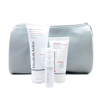 Elizabeth Arden Silver Bag Set: Exfoliating Cleanser 50 mL., Skin Balancing Lotion 30 mL., Optimizing Skin Serum 5 mL.