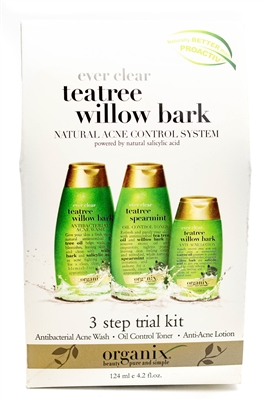 Organix Ever Clear Natural Acne Control System, Teatree Willow Bark 3 Step Trial Kit