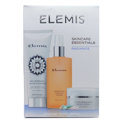 Elemis Skincare Essentials: Cream Cleanser 6.8 Fl Oz., Toner 6.8 Fl Oz., Cellular Recovery Capsules 14 x .21 mL.