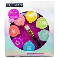 Freeman  ARTISTIC GLOW 9 Piece Face Mask Palette: Detoxifying Mud Mask, Hydrating Gel Cream Mask, Clearing Peel -Off Clay Mask, Anti Stress Clay Mask, Cleansing Clay Mask, Brightening Peel-off Gel Mask, Soothing Cooling Gel Mask  .24 fl oz each,