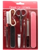 Great Groomers Manicure Combo Set T6941:  Nail Brush, Cuticle Trimmer, Cuticle Scissors, Cuticle Pusher, Nail Clip, Sapphire File, Black Nail Board, Pink Nail Board