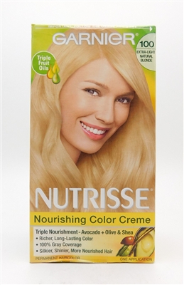 Garnier Nutrisse Nourishing Color Creme 100 Extra-Light Natural Blonde One Application