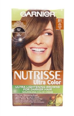 Garnier Nutrisse Ultra Color Ultra Lightening Browns for Darker Hair B1 Cool Brown One Application