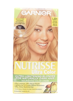 Garnier Nutrisse Ultra Color Ultra Lightening Blondes for Naturally Dark Hair LB1 Ultra Light Cool Blonde One Application