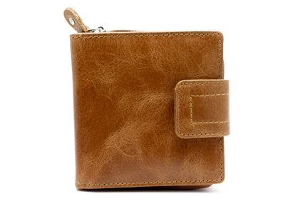 Iris Tyler Genuine Leather, Zippered Wallet, Tan