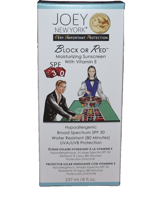 Joey New York VIP Collection Block or Red Moustirizing Sunscreen SPF 30  8 Oz