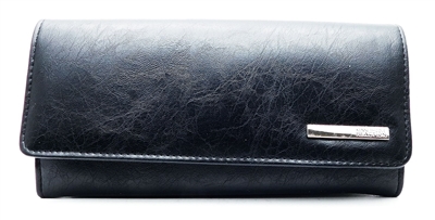Kenneth Cole Reaction Elongated Clutch Wallet Black snap close