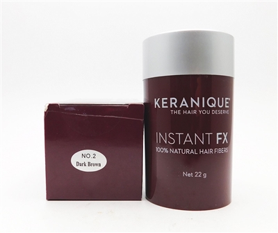 Keranique Instant FX 100% Natural Hair Fibers No.2 Dark Brown  22 g.
