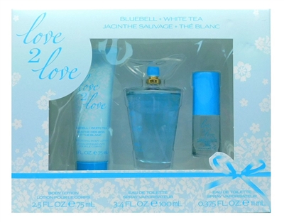 Love 2 Love Bluebell & White Tea Gift Set: Body Lotion 2.5 Fl Oz., Eau De Toilette 3.4 Fl Oz., Eau De Toilette .375 Fl Oz.