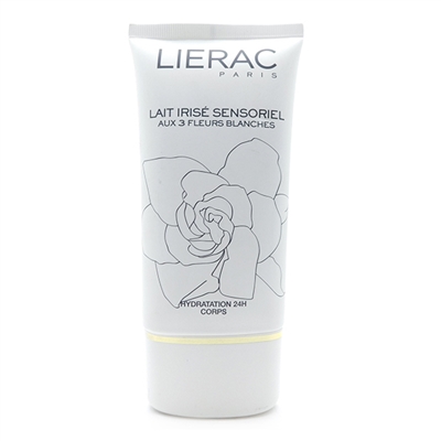 LIERAC Lait Irise Sensoriel Iridescent Sensory Lotion with 3 White Flowers 4.95 Oz.