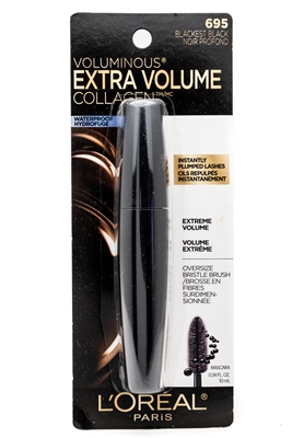 L'Oreal VOLUMINOUS Extra Volume Collagen Mascara, Oversized Brush,  695 Blackest Black   .34 fl oz