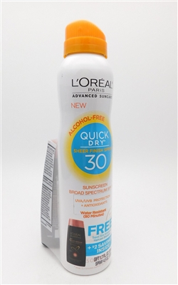 Loreal Paris Advanced Suncare Quick Dry Sheer Finish Spray 30 Sunscreen Broad Spectrum SPF 30 4.5 Oz.
