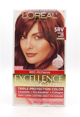 Loreal Paris Red Richesse Excellence Non-Drip Creme 5RV Medium Red Violet 1 Application