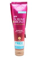 L'Oreal Sublime Bronze Summer Express Wash-Off Body Makeup Lotion, Light  3.55 fl oz with Free Sample Face Bronzer .17 fl oz