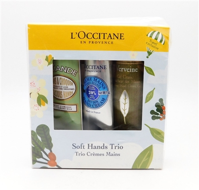 L'Occitane Soft Hands Trio: Almond Delicious Hands 1 Oz., Shea Butter Hand Cream Dry Skin 1 Oz., Verveine Cooling Hand Cream Gel 1 Oz.