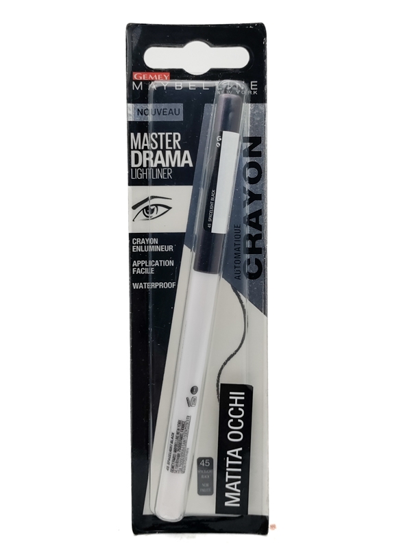 Maybelline MASTER DRAMA Matita Occhi Crayon (eyeliner crayon), 45  Spacelight Black, Italian Package