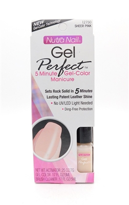 Nutra Nail Gel Perfect 5 Minute Gel-Color Manicure Sheer Pink: Activator .25 Oz., Gel-Color .17 Fl Oz., Brush Cleaner .17 Fl Oz.