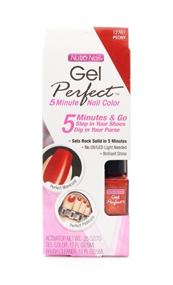 Nutra Nail Gel Perfect 5 Minute Nail Color Peony: Activator .25 Oz., Gel-Color .17 Fl Oz., Brush Cleaner .17 Fl Oz.