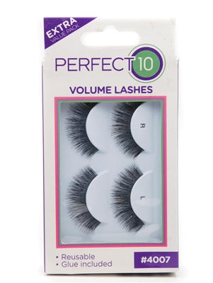Perfect 10 Instant Lashes #4007: 2 Pair Reusable Volume Lashes with Glue