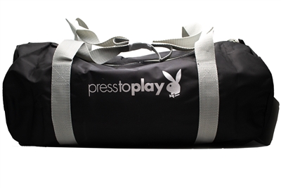 Playboy press to play  SMALL DUFFLE, 100% Polyester, aprox 17"x7" diameter