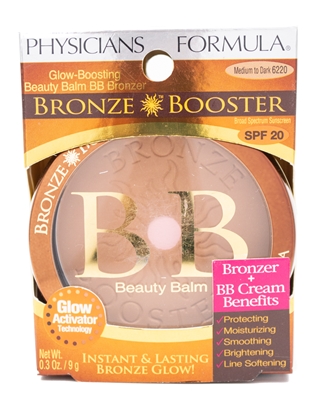 Physicians Formula BRONZE BOOSTER Glow-Boosting Beauty Balm, Bronzer and BB Cream Benefits, SPF20, 6220 Medium to Dark  .3oz