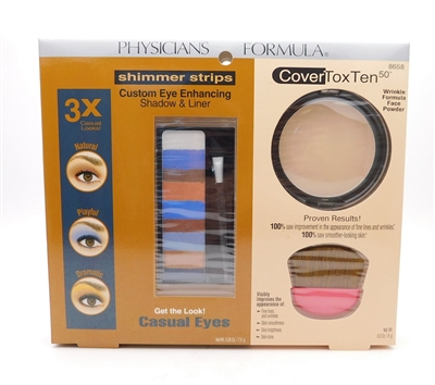Physicians Formula Shimmer Strips Custom Eye Enhancing Shadow & Liner .26 Oz. / Cover Tox Ten 50 Wrinkle Formula Face Powder .3 Oz.