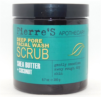 Pierre's Apothecary Deep Pore Facial Wash Scrub Shea Butter & Coconut 6.7 Oz