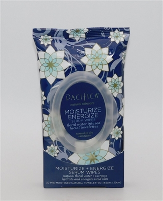 Pacifica Natural SkinCare Moisturize Energize Serum Wipes Floral Water Infused Facial Towelettes 30 Pre-Moistened Natural 14.6 cm x 20 cm
