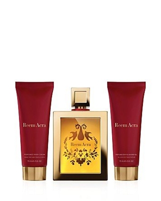 Reem Acra 3 Piece Fragrance Gift Set: Eau de Parfum 3 Oz, Perfumed Body Cream 2.5 Oz & Perfumed Bath and SHower gel 2.5 Oz