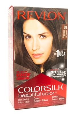 Revlon ColorSilk Beautiful Color 20 Brown Black,  one application