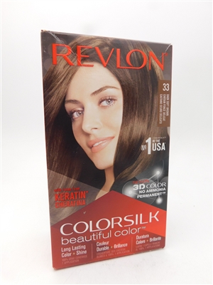Revlon ColorSilk Beautiful Color 33 Dark Soft Brown, one application