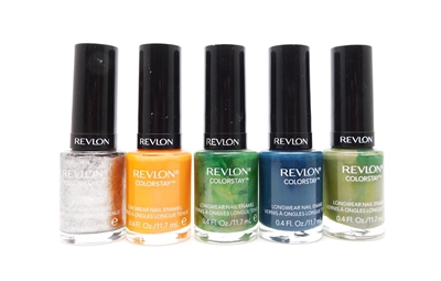 Revlon ColorStay Longwear Nail Enamel 5 Color Set: Sequin, Sorbet, Bonsai, Midnight, Spanish Moss (each .4 Fl Oz.)