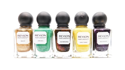Revlon Parfumerie Scented Nail Enamel 5 Color Set: Beachy, Lime Basil, Autumn Spice, Sunlit Grass, Wild Violets (each .4 Fl Oz.)
