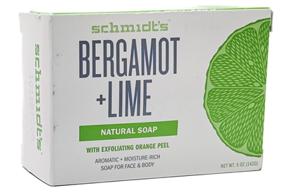 schmidt's BERGAMOT + LIME Natural Soap with Exfoliating Orange Peel  5oz