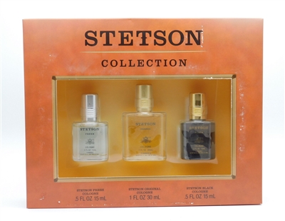 Stetson Cologne 3 Pc Collection Set: Original 1 Oz, fresh .5 Oz & Black .5 Oz