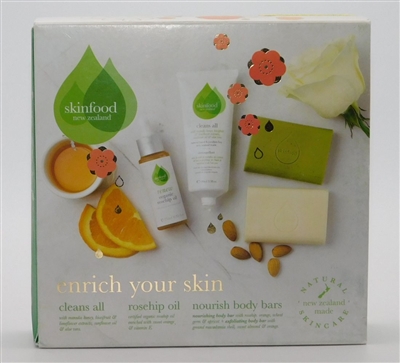 Skinfood NZ - Enrich Your Skin Set - Cleans All, Rosehip Oil & Two Body Bars