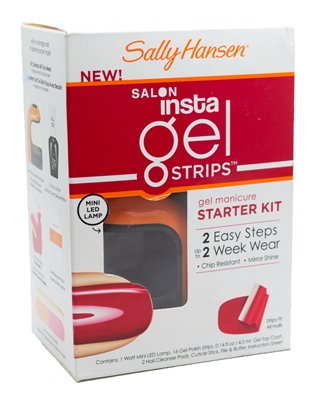 Sally Hansen Salon Insta Gel Strips Kit, "Read My Lips" Containing 1 Mini  LED Lamp, Gel Top Coat 0.14 Oz, 16 Gel Polish Strips, 2 Nail Cleanser Pads, Cuticle, And File And Buffer