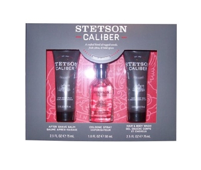 Stetson Caliber Set: Cologne 1 Oz, After Shave Balm & Hair Body Wash 2.5 Oz Ea