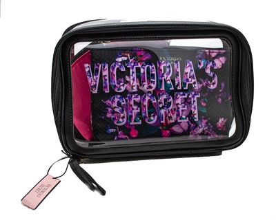 Victoria's Secret 3 Piece Cosmetics Bags, Floral & Pink with Zippers