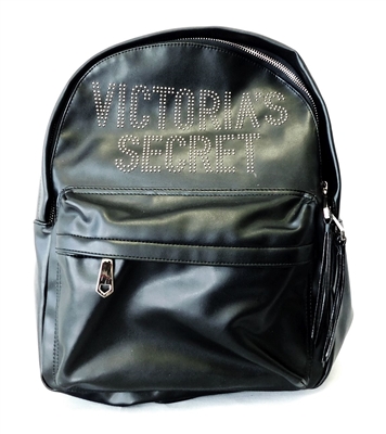 Victoria's Secret Black and Gold Studded Backpack with Zippers