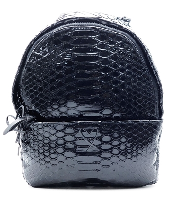 Victoria's Secret Black Luxe Python Mini Backpack with Zippers