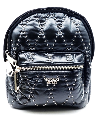 Victoria's Secret Black and Gold Studded Mini Backpack with Zippers