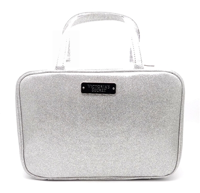 Victoria's Secret silver glitter Travel Case Makeup Bag