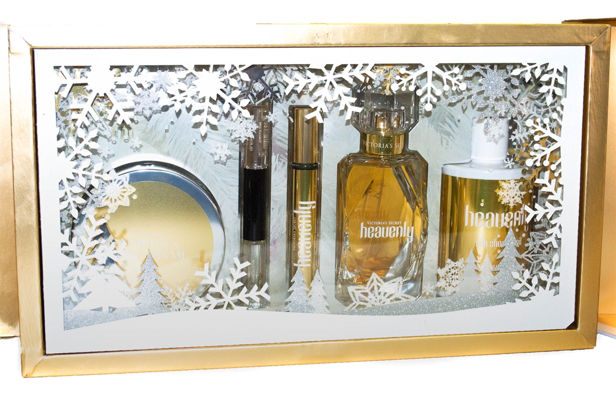 Victoria's Secret HEAVENLY Fragrance Gift Set: Luminous Body Cream 6.7oz,  Eau de Parfum Rollerball Duo
