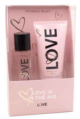 Victoria's Secret LOVE IS IN THE AIR Set; Fragrance Mist 2.5 fl oz, Velvet Body Cream  3.4 fl oz