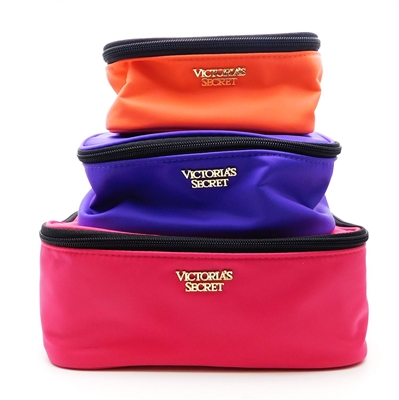 Victoria's Secret pink, purple, orange Stackable Makeup Bags