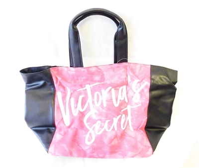Victoria's Secret Pink Tie Dye Canvas Tote Bag with Black Trim