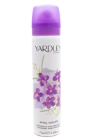 Yardley APRIL VIOLETS Deodorising Body Spray; Rose, Orchid, Golden Jasmine, Golden Sandalwood and Vanilla   2.6 fl oz