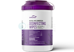 Swovo Medical and Commercial Disinfecting Wipes, Large, 6" x 6.75" 160 wipes per canister, 12 canisters per case