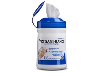 Sani-HandsÂ® Instant Hand Sanitizing Wipes, Medium, 6" x 7.5", 135/can, 12 can/cs PDI 13472